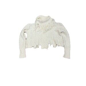 Philosophy Di Lorenzo Serafini Women's Off The Shoulder Fringe Sweater Cream  SM